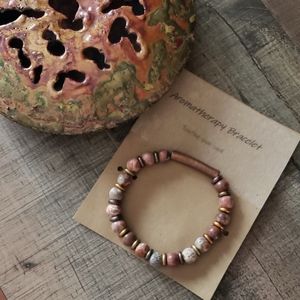 Fossilized Jasper and Copper Aromatherapy Bracelet